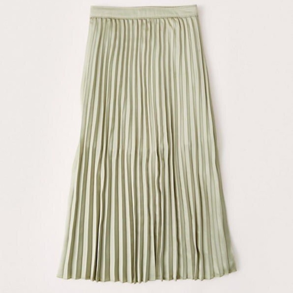 Pleated satin midi skirt